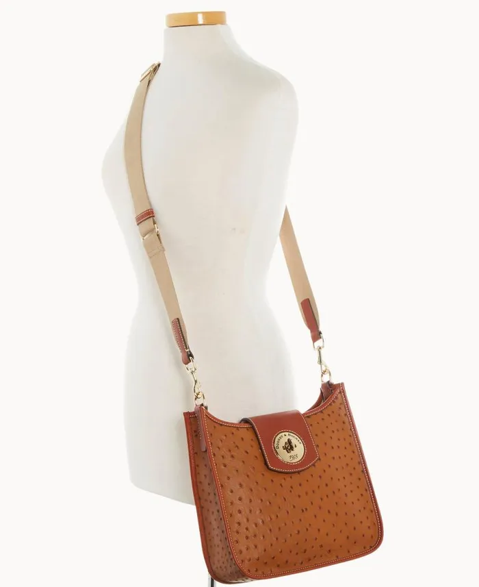 Ostrich Turnlock Messenger 28 Caramel Woman Dooney and Bourke Shoulder Bags Ostrich Turnlock Messenger 28 Caramel Woman Dooney and Bourke Shoulder Bags