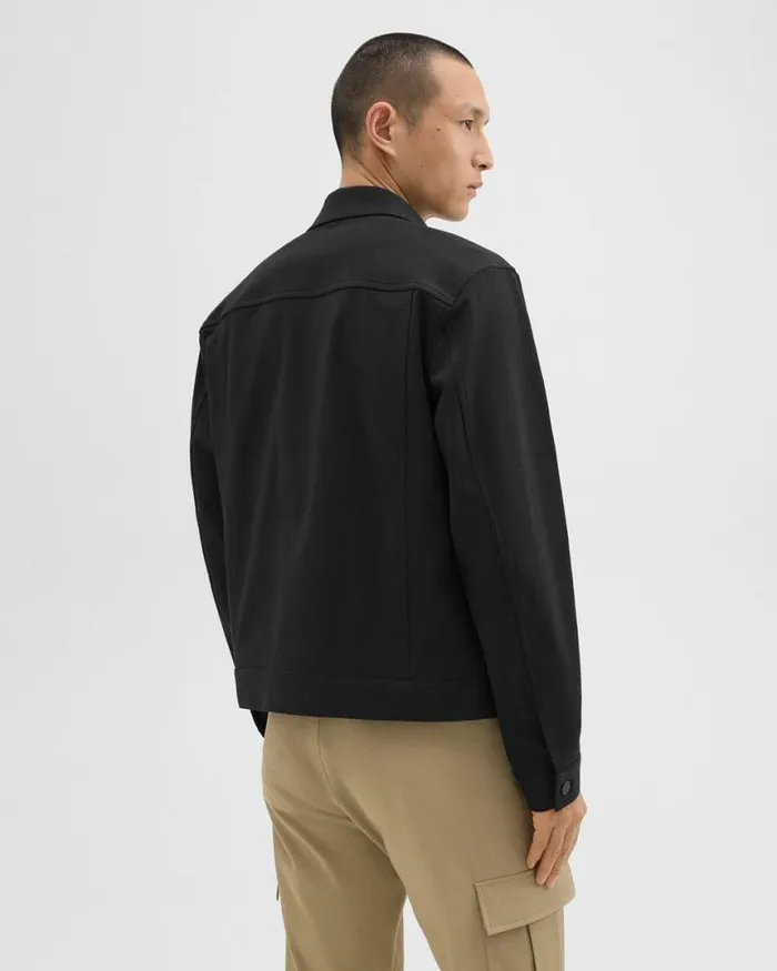 Outerwear Men Theory River Trucker Jacket In Neoteric Twill Black Outerwear Men Theory River Trucker Jacket In Neoteric Twill Black