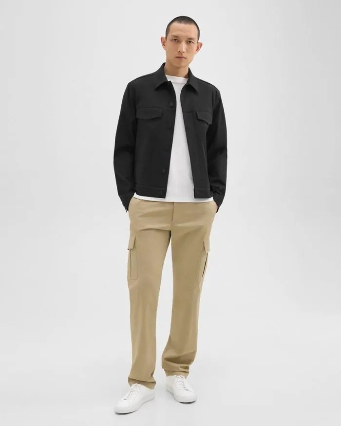 Outerwear Men Theory River Trucker Jacket In Neoteric Twill Black Outerwear Men Theory River Trucker Jacket In Neoteric Twill Black