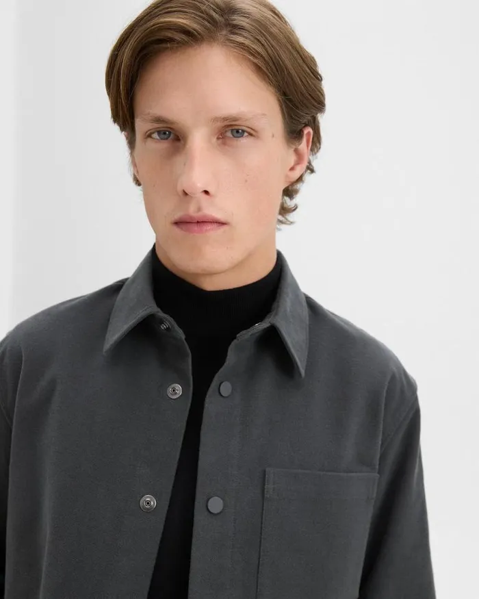 Outerwear Men Theory Shirt Jacket In Moleskin Twill Graphite Outerwear Men Theory Shirt Jacket In Moleskin Twill Graphite