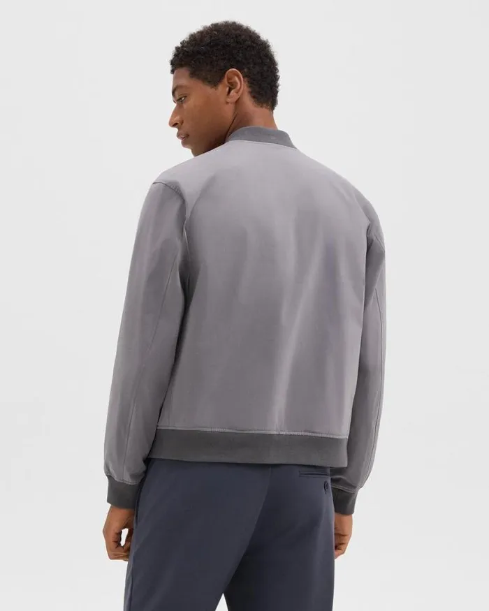 Outerwear Men Theory Tailored Bomber Jacket In Foundation Twill Soft Grey Outerwear Men Theory Tailored Bomber Jacket In Foundation Twill Soft Grey