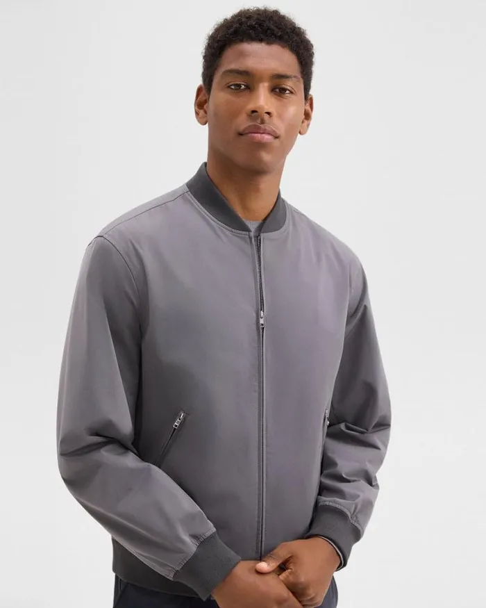 Outerwear Men Theory Tailored Bomber Jacket In Foundation Twill Soft Grey Outerwear Men Theory Tailored Bomber Jacket In Foundation Twill Soft Grey