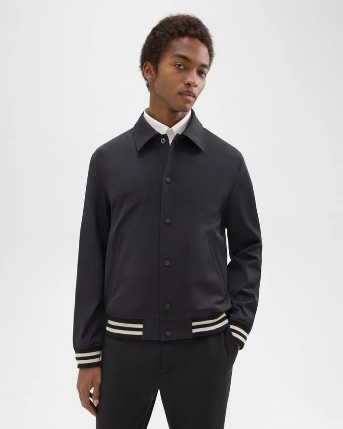 Outerwear Men Theory Varsity Jacket In Neoteric Black