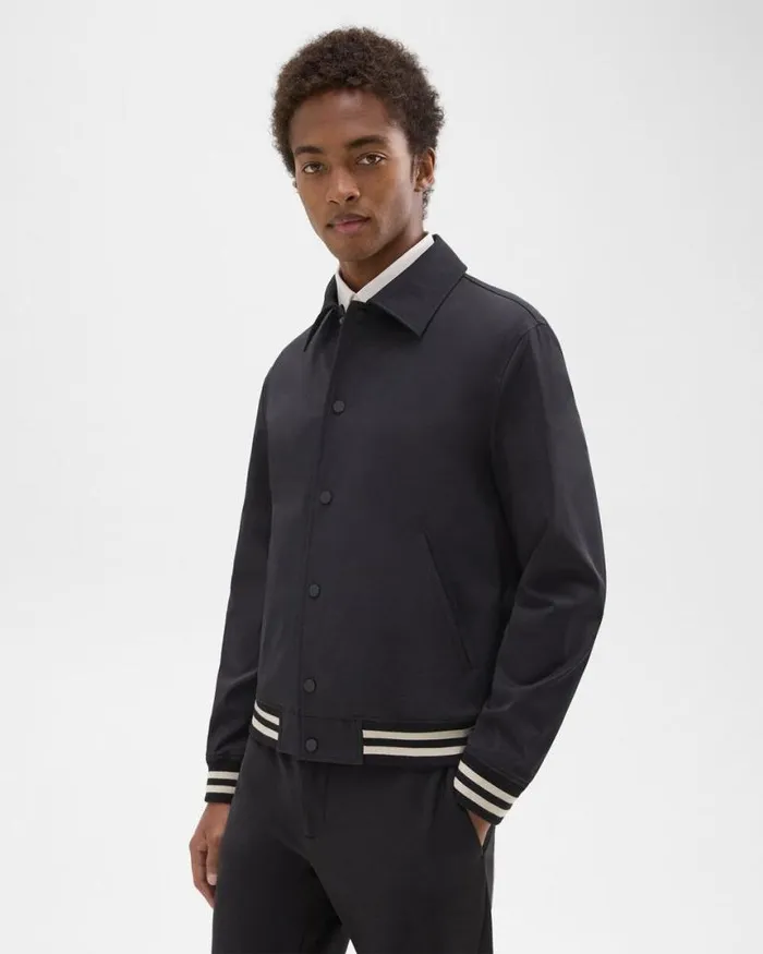 Outerwear Men Theory Varsity Jacket In Neoteric Black Outerwear Men Theory Varsity Jacket In Neoteric Black