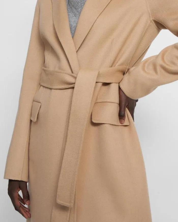 Outerwear Women Theory Belted Coat In DoubleFace WoolCashmere Palomino