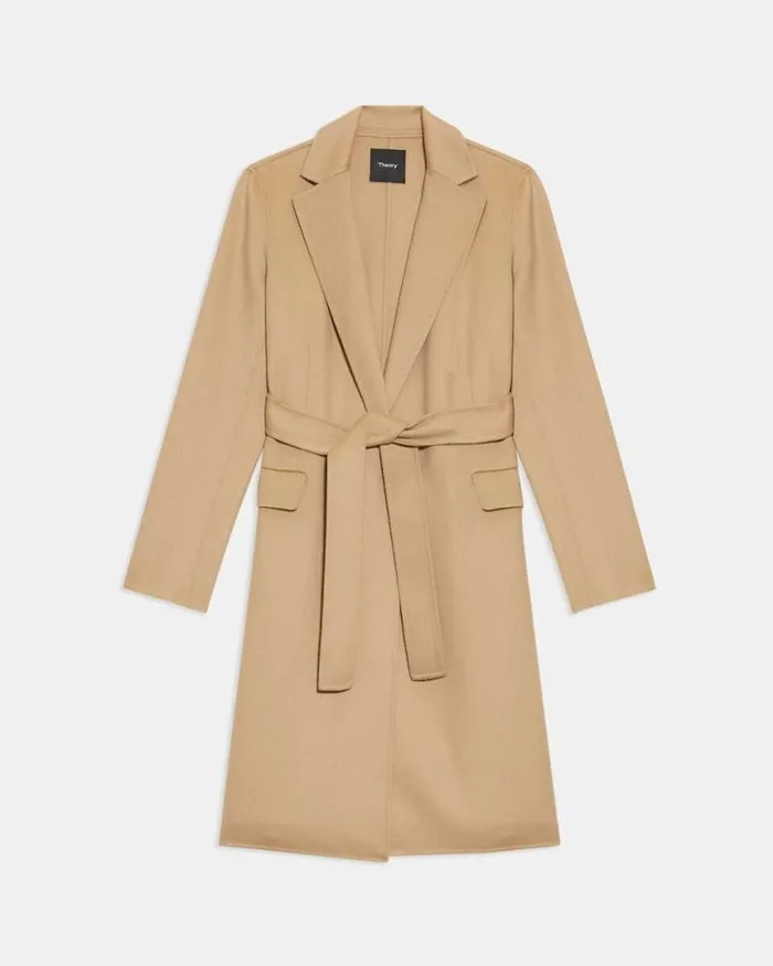 Outerwear Women Theory Belted Coat In DoubleFace WoolCashmere Palomino
