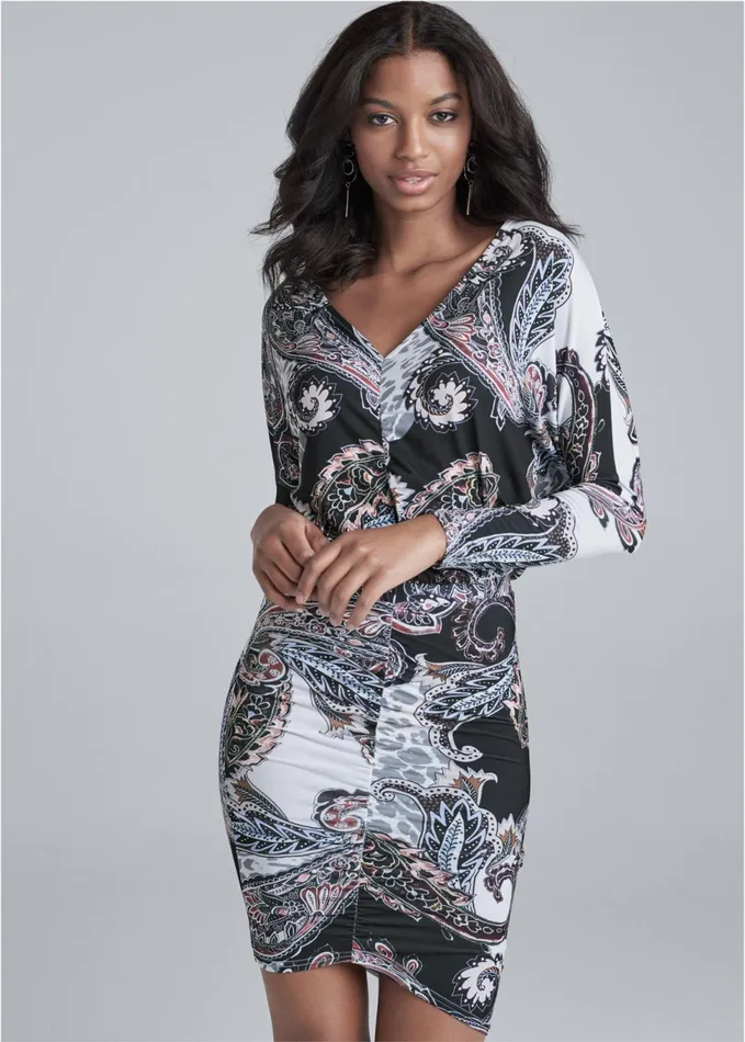 PAISLEY MINI DRESS White Multi Women VENUS Short Dresses