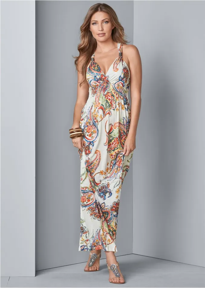 PAISLEY PRINT MAXI DRESS White Multi Women VENUS Casual Dresses