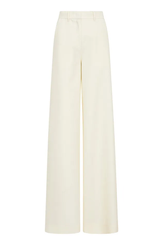 Pants and Shorts Women LoveShackFancy Samuela Wide Leg Trouser Cream