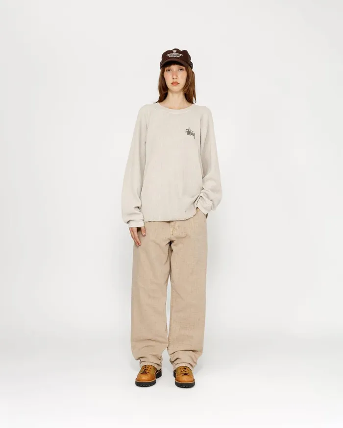 Pants MenWomen Stussy BIG OL039 JEAN CANVAS NEEDLEPUNCH Khaki
