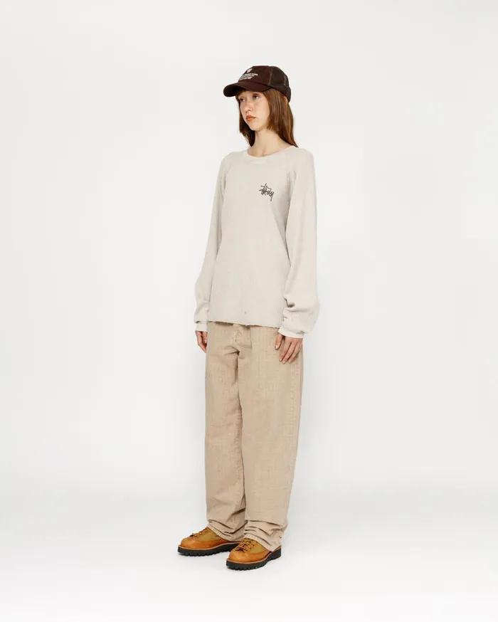 Pants MenWomen Stussy BIG OL039 JEAN CANVAS NEEDLEPUNCH Khaki
