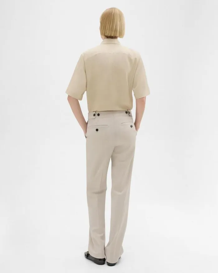 Pants Women Theory Adjustable Wool Gabardine Pant Aged Flax