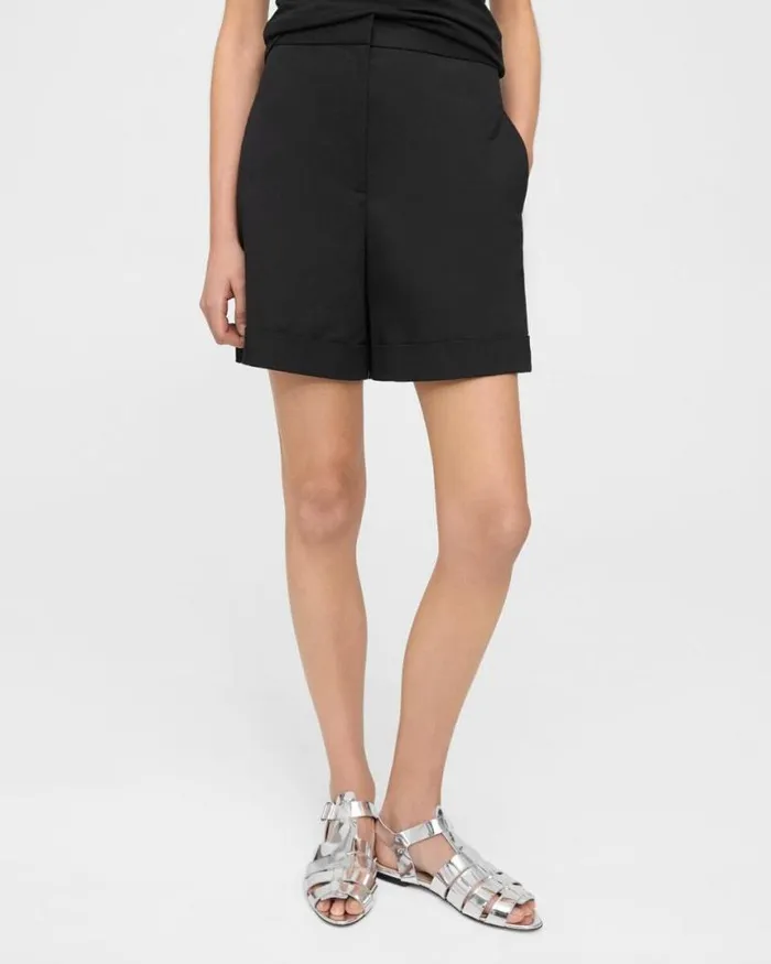 Pants Women Theory Cuffed Short In Stretch Cotton Twill Black Pants Women Theory Cuffed Short In Stretch Cotton Twill Black