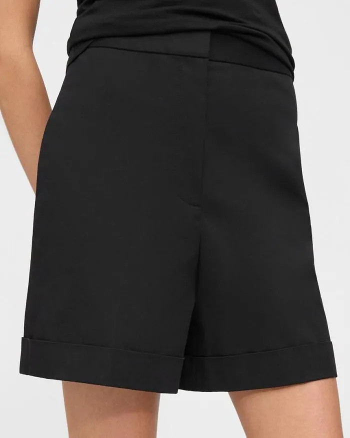 Pants Women Theory Cuffed Short In Stretch Cotton Twill Black Pants Women Theory Cuffed Short In Stretch Cotton Twill Black