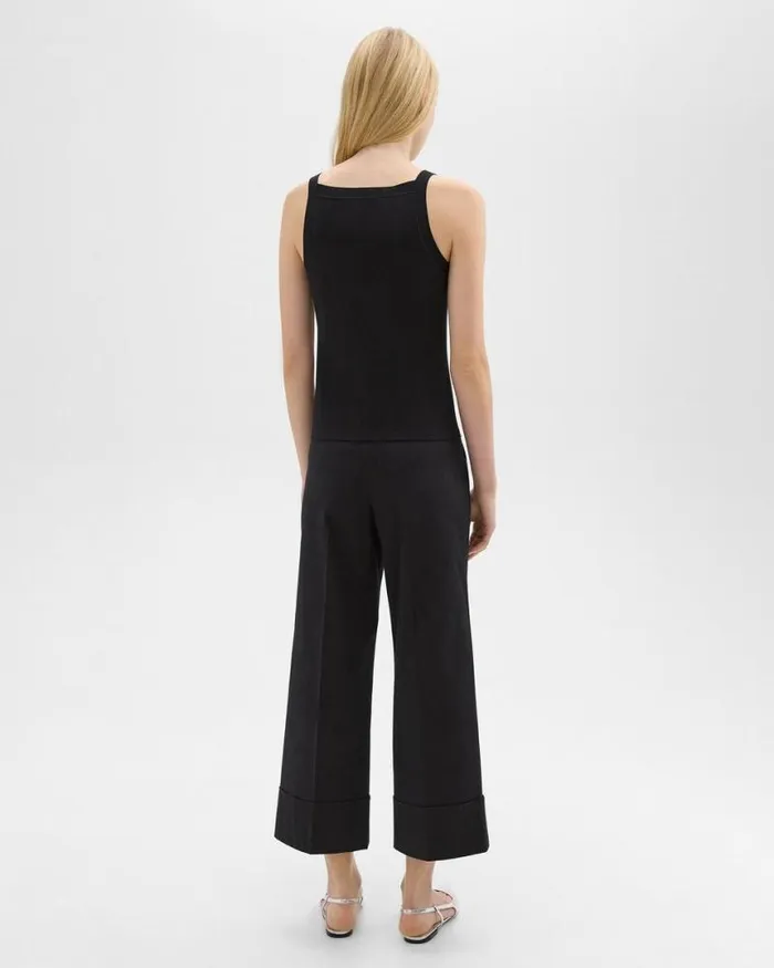 Pants Women Theory HighWaist Cuff Pant In Organic Cotton Black Pants Women Theory HighWaist Cuff Pant In Organic Cotton Black