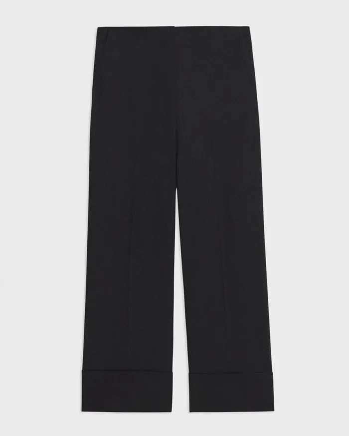 Pants Women Theory HighWaist Cuff Pant In Organic Cotton Black Pants Women Theory HighWaist Cuff Pant In Organic Cotton Black