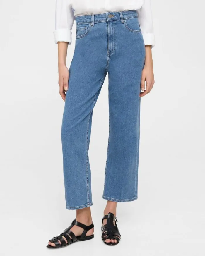 Pants Women Theory HighWaist StraightLeg Jean In Stretch Denim Washed Indigo Pants Women Theory HighWaist StraightLeg Jean In Stretch Denim Washed Indigo