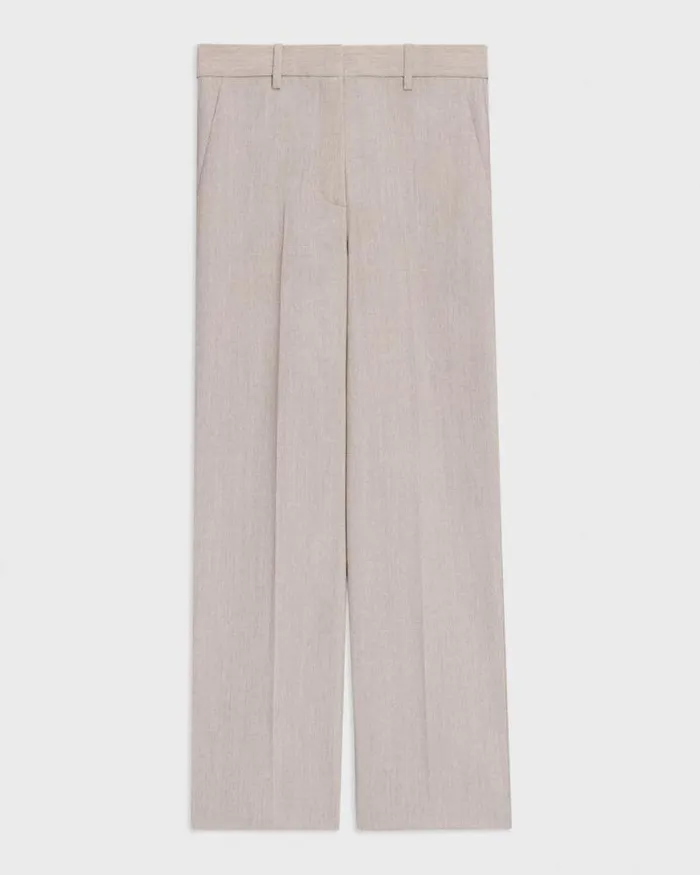 Pants Women Theory HighWaist StraightLeg Pant In Good Wool Sand Melange
