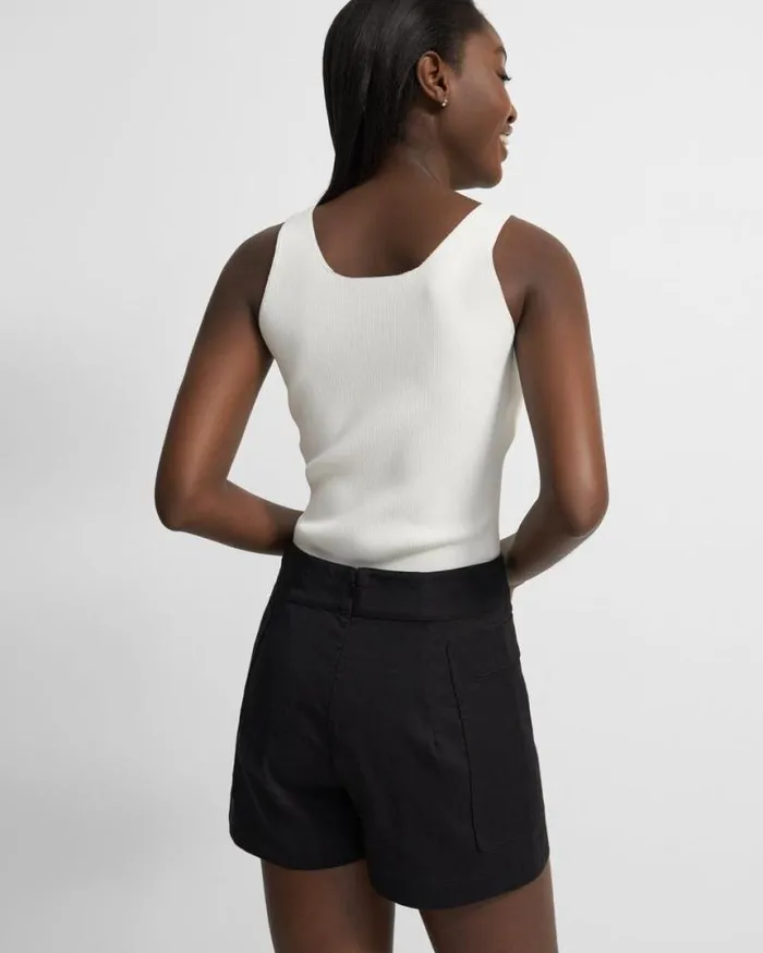 Pants Women Theory Mini Utility Short In Good Linen Black