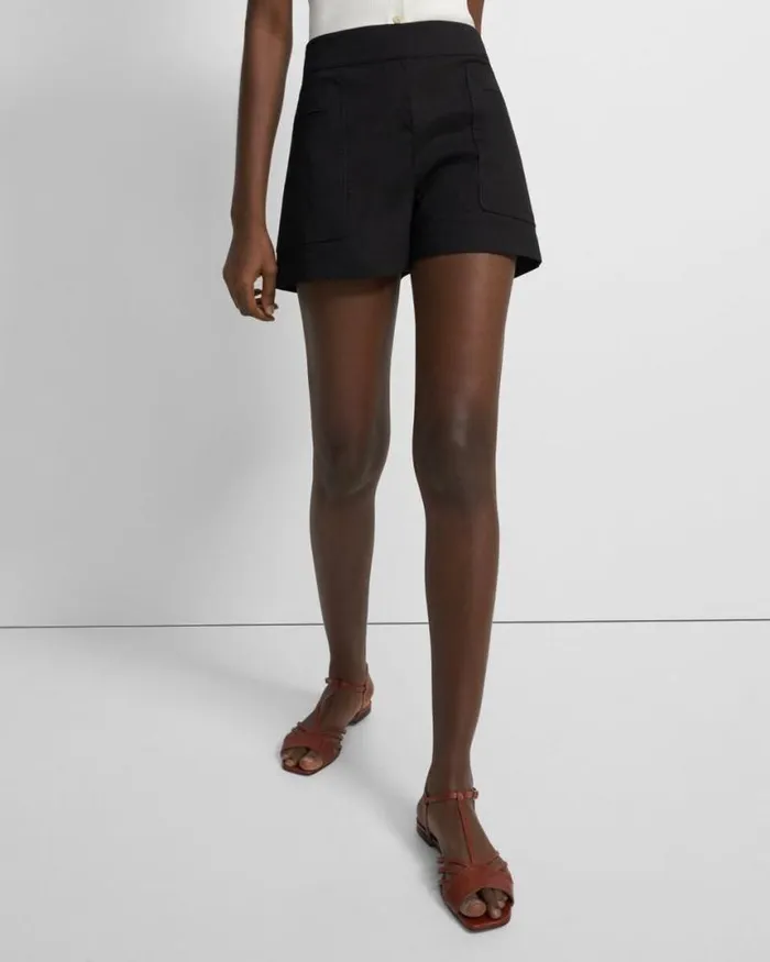 Pants Women Theory Mini Utility Short In Good Linen Black