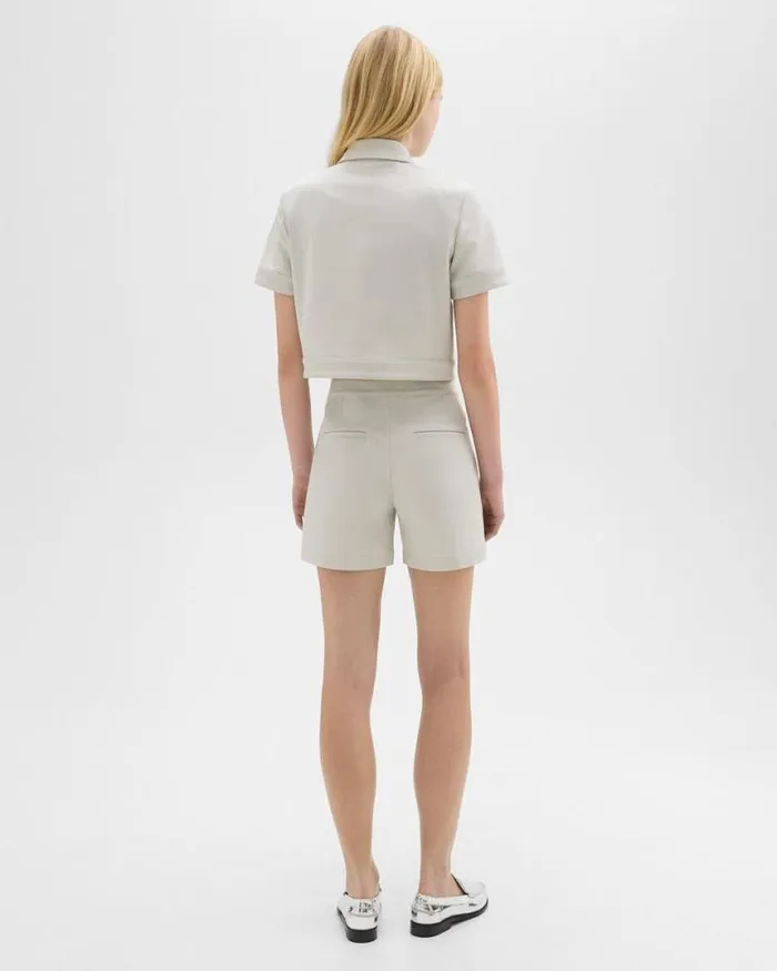 Pants Women Theory Waist Tab Short In Neoteric Twill Limestone Pants Women Theory Waist Tab Short In Neoteric Twill Limestone