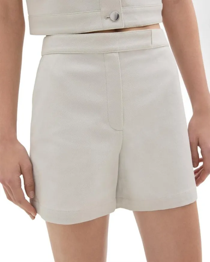 Pants Women Theory Waist Tab Short In Neoteric Twill Limestone Pants Women Theory Waist Tab Short In Neoteric Twill Limestone