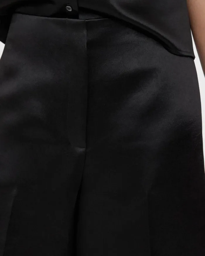 Pants Women Theory WideLeg Culotte In Bonded Satin Black Pants Women Theory WideLeg Culotte In Bonded Satin Black