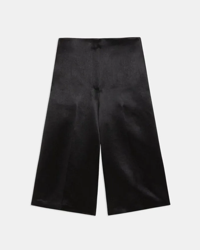 Pants Women Theory WideLeg Culotte In Bonded Satin Black Pants Women Theory WideLeg Culotte In Bonded Satin Black