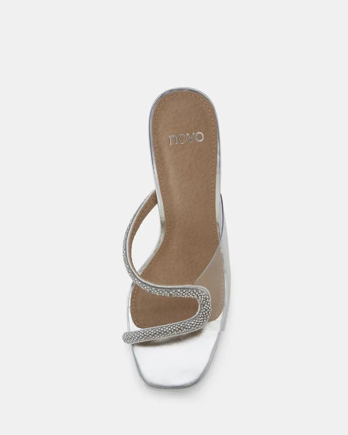 Party NOVO Shoes Women PORSHA SILVER Open Toe Heels