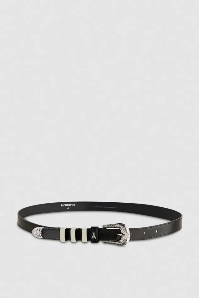 Patrizia Pepe Belts LowWaisted Leather Cowboy Belt Black 8211 Women