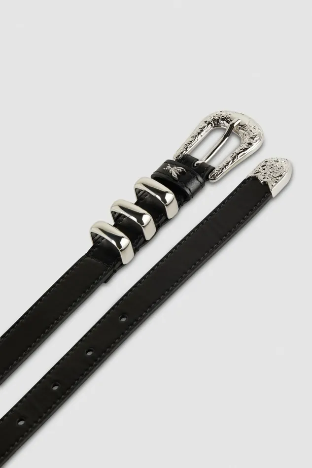 Patrizia Pepe Belts LowWaisted Leather Cowboy Belt Black 8211 Women