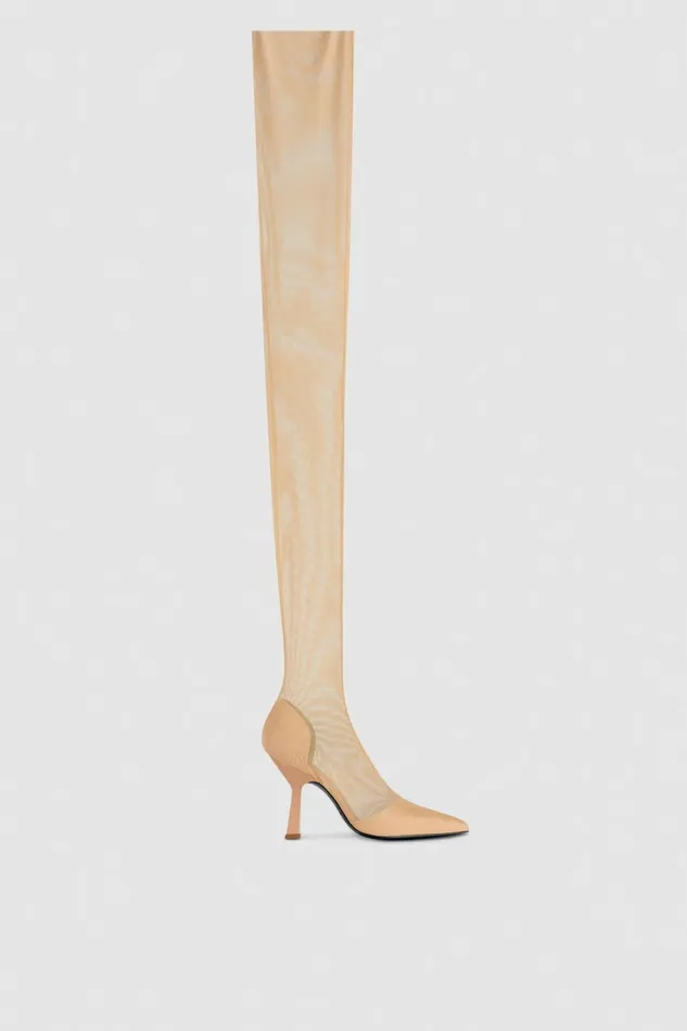 Patrizia Pepe Boots Overknee Boots In Tulle Beige 8211 Women