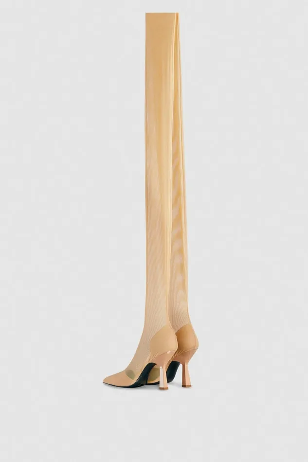 Patrizia Pepe Boots Overknee Boots In Tulle Beige 8211 Women