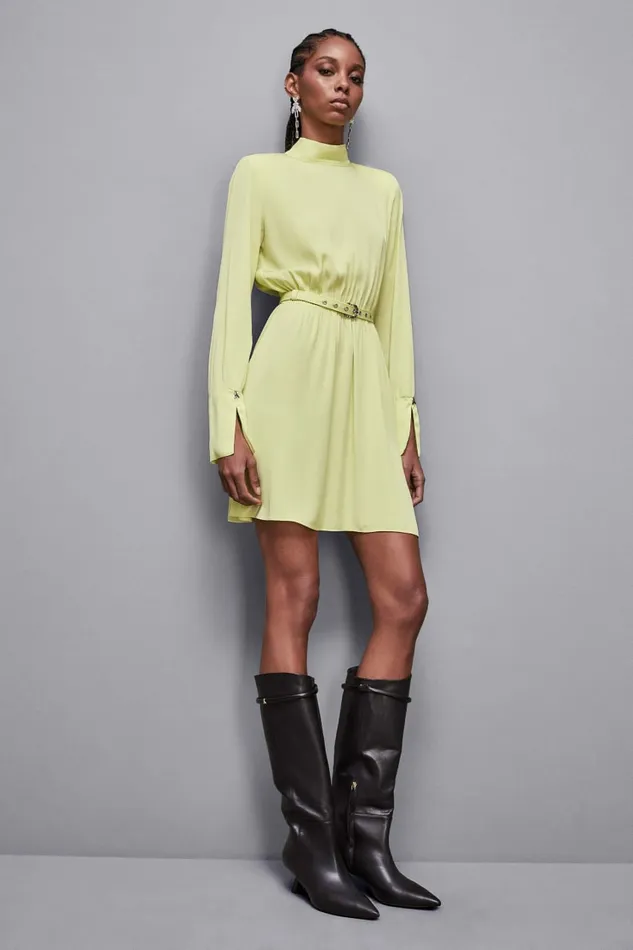 Patrizia Pepe Dresses Essential Twill Belted Dress Yellow 8211 Women