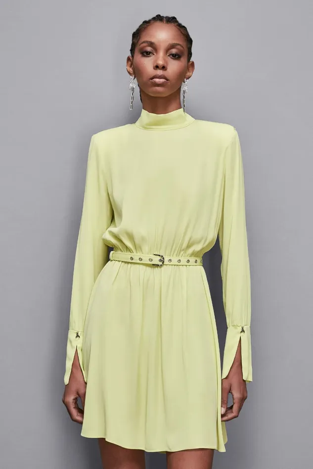 Patrizia Pepe Dresses Essential Twill Belted Dress Yellow 8211 Women