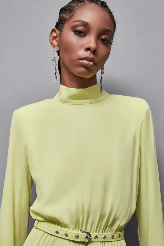 Patrizia Pepe Dresses Essential Twill Belted Dress Yellow 8211 Women