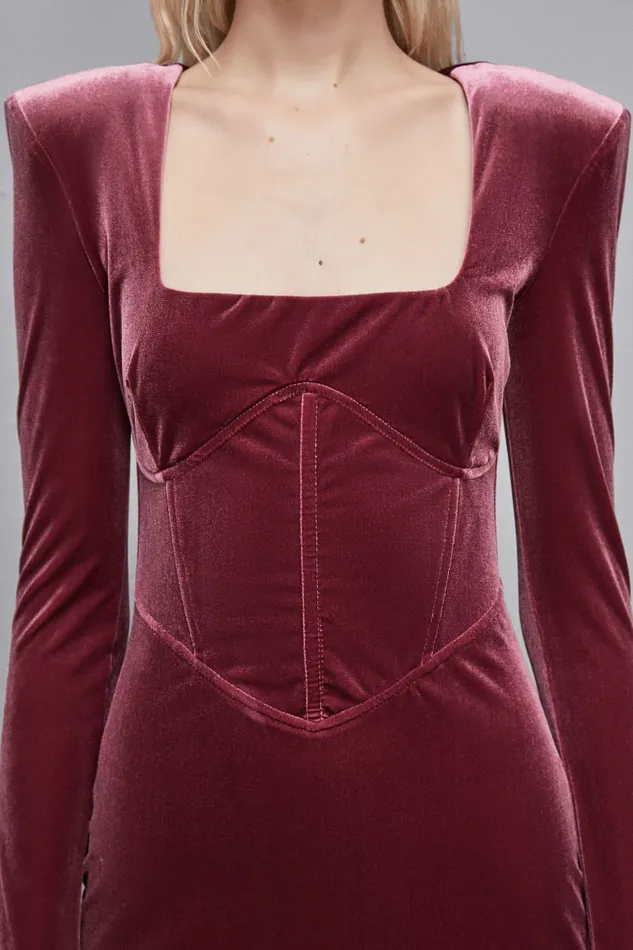 Patrizia Pepe Dresses Essential Velvet Bustier Dress Red 8211 Women