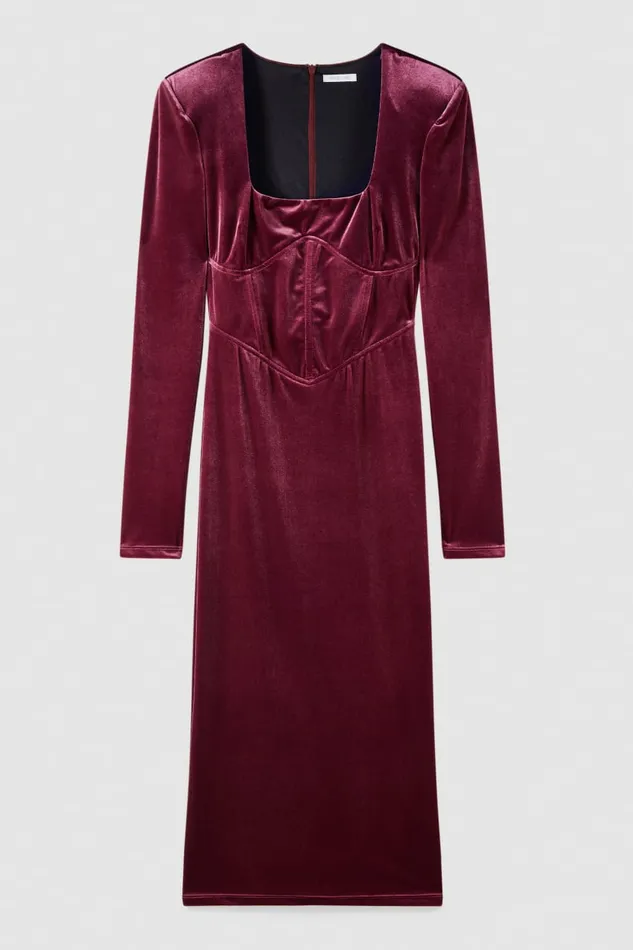 Patrizia Pepe Dresses Essential Velvet Bustier Dress Red 8211 Women
