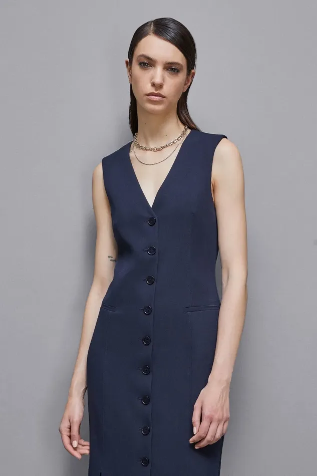 Patrizia Pepe Dresses Gabardine Shirt Dress With Slits Blue 8211 Women