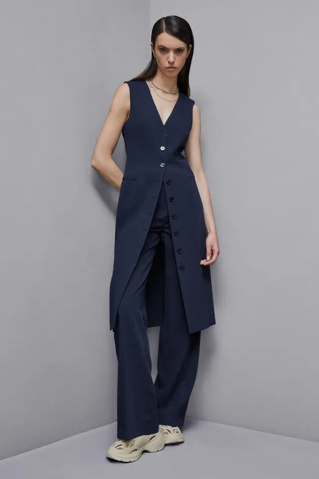Patrizia Pepe Dresses Gabardine Shirt Dress With Slits Blue 8211 Women