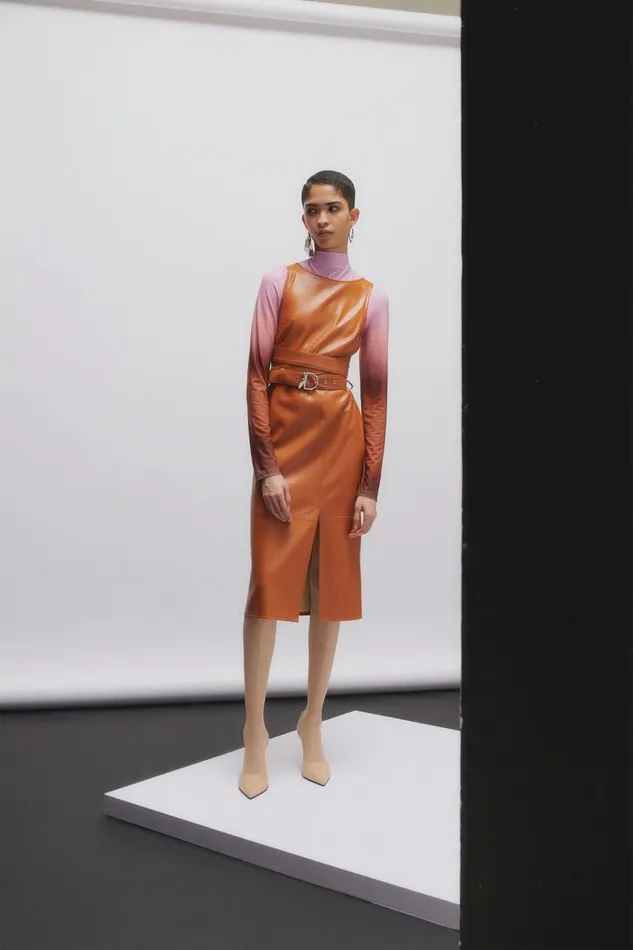 Patrizia Pepe Dresses Midi Dress In Coated Fabric Brown 8211 Women