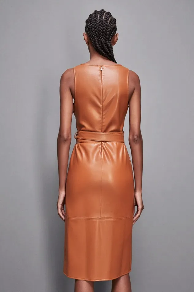Patrizia Pepe Dresses Midi Dress In Coated Fabric Brown 8211 Women