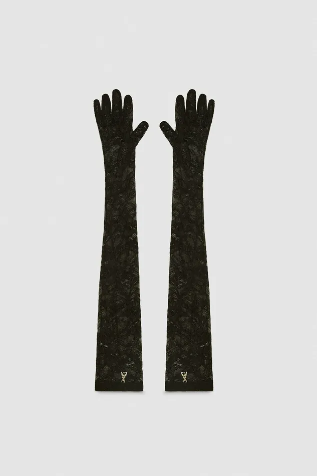 Patrizia Pepe Hats And Gloves Long Stretch Lace Gloves Black 8211 Women