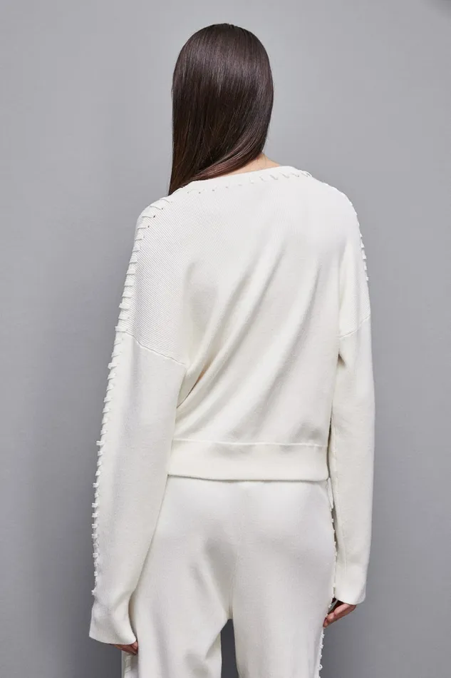 Patrizia Pepe Knitwear LongSleeved Viscose Blend Sweater White 8211 Women