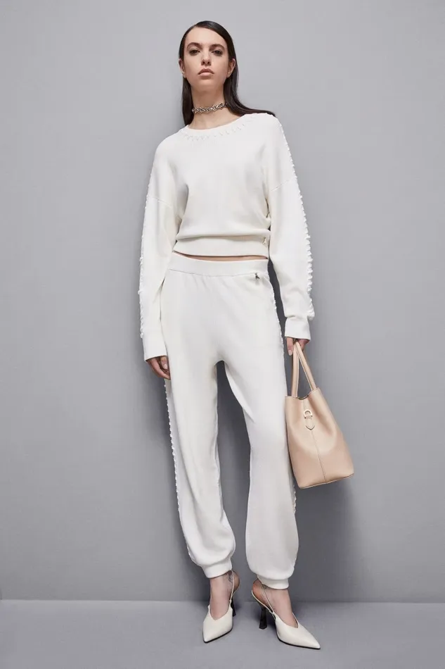 Patrizia Pepe Knitwear LongSleeved Viscose Blend Sweater White 8211 Women