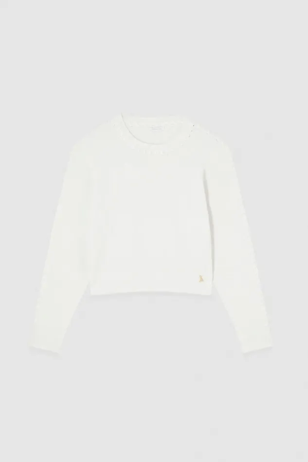 Patrizia Pepe Knitwear LongSleeved Viscose Blend Sweater White 8211 Women