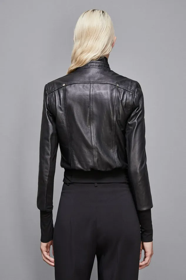 Patrizia Pepe Outerwear Blouson Leather Jacket Black 8211 Women