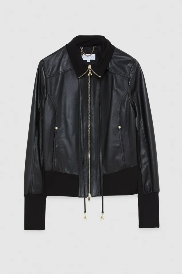 Patrizia Pepe Outerwear Blouson Leather Jacket Black 8211 Women