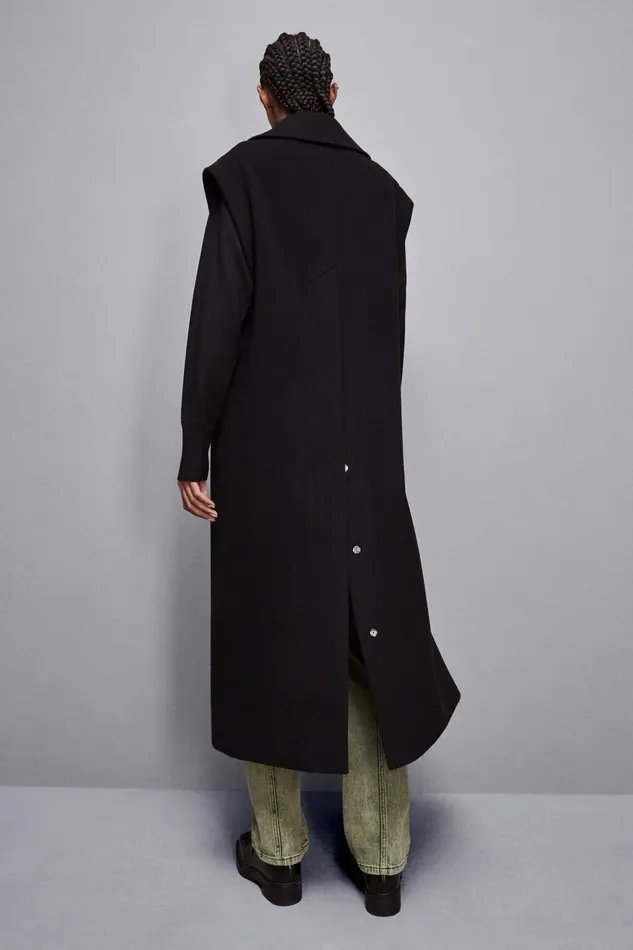 Patrizia Pepe Outerwear Long Woolen Cloth Coat Black 8211 Women