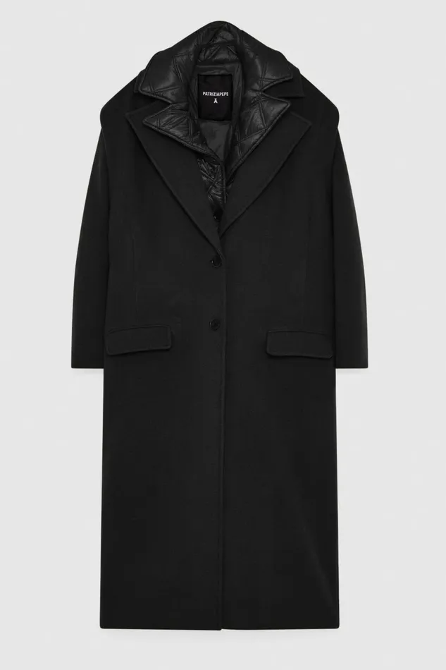Patrizia Pepe Outerwear Long Woolen Cloth Coat Black 8211 Women